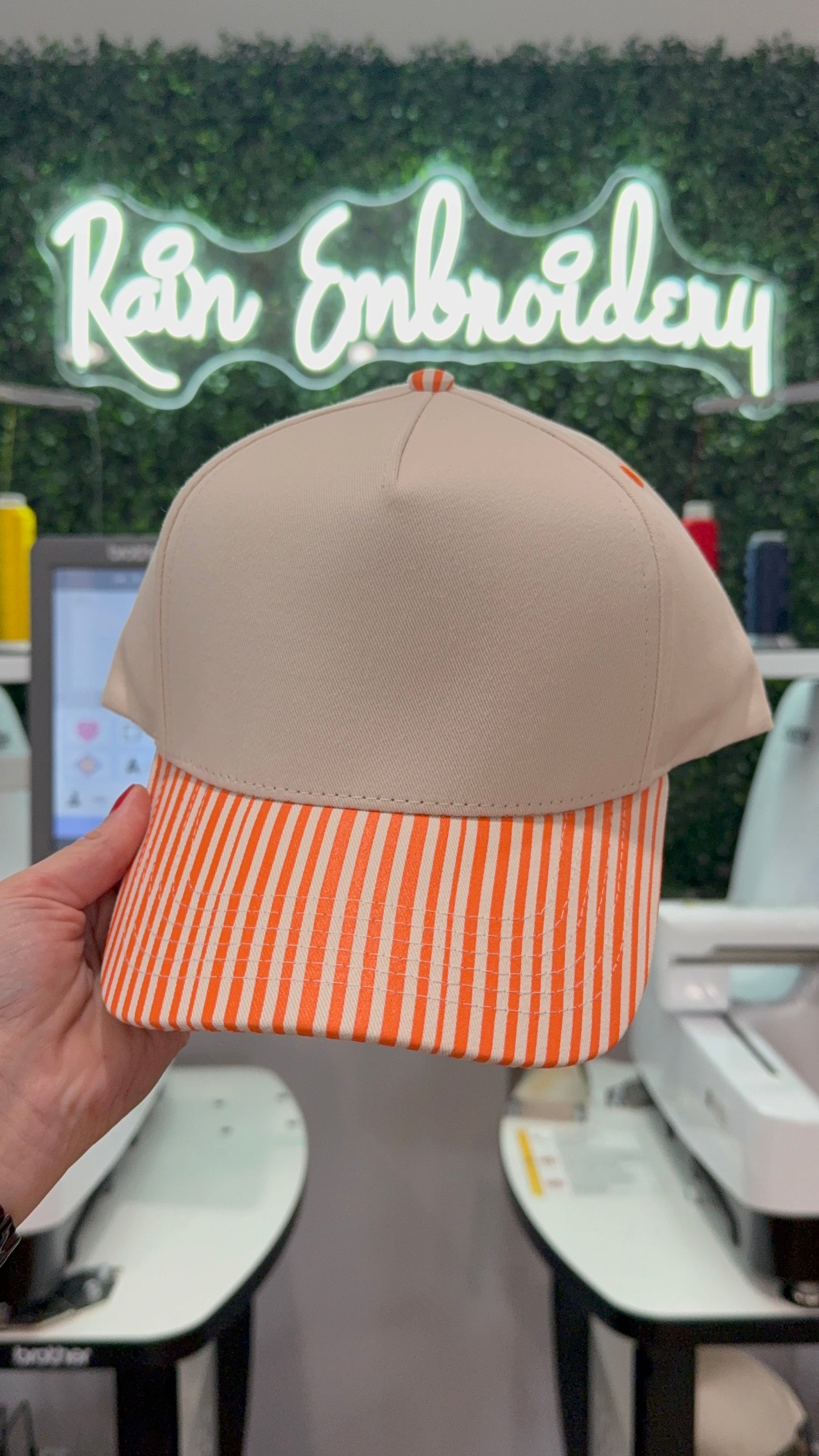 Orange Stripes Trucker Hat (blank)