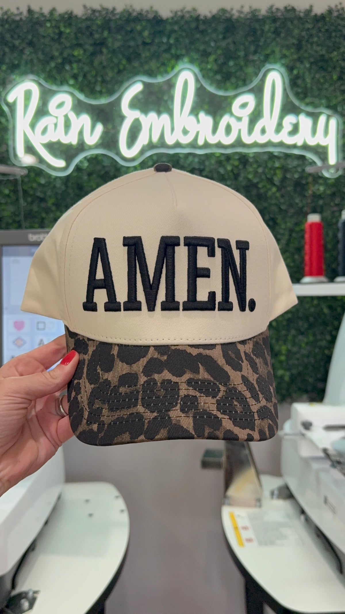 AMEN. Leopard Vintage Embroidered Hat