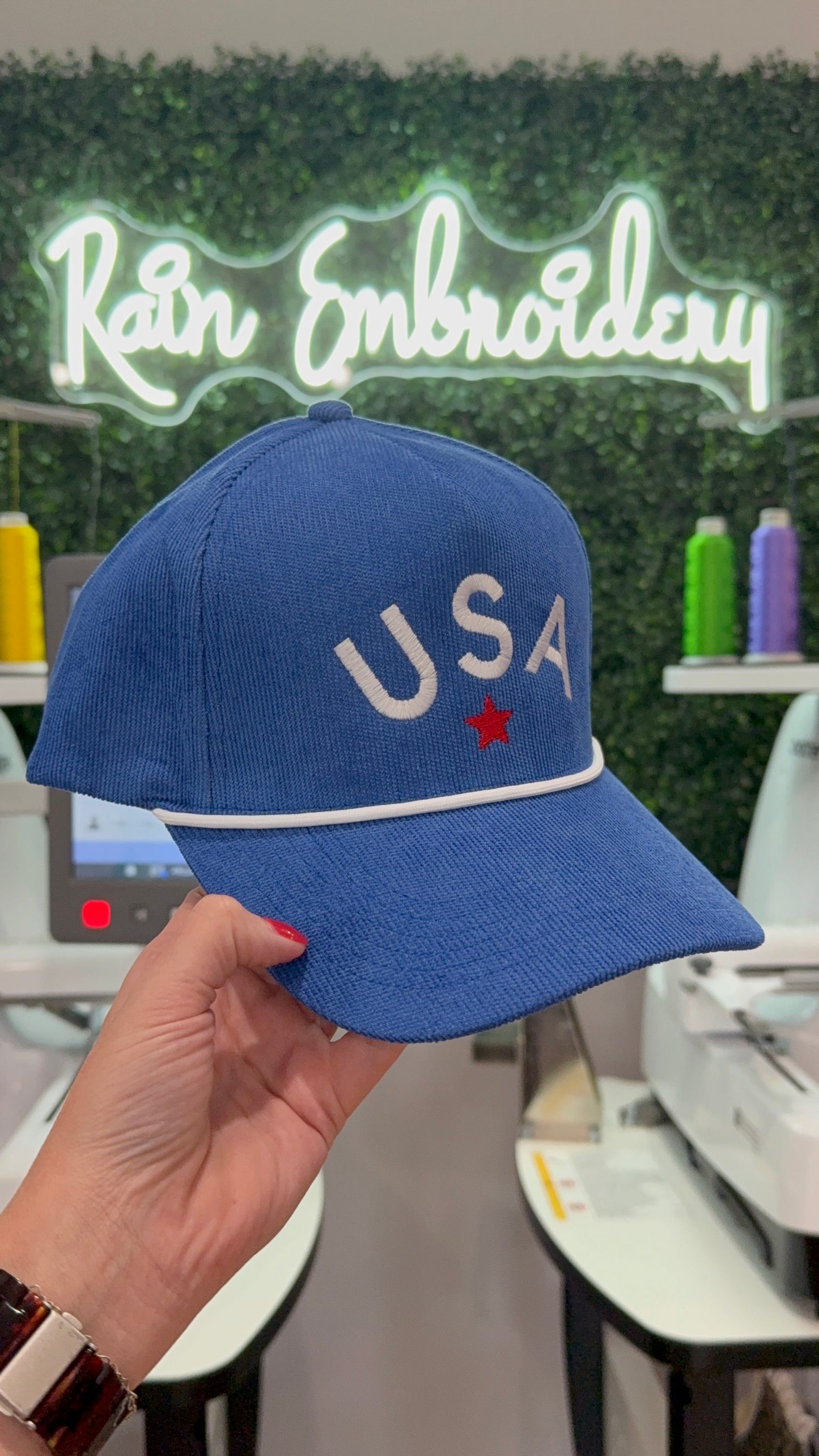 USA Embroidered Corduroy Trucker Hat