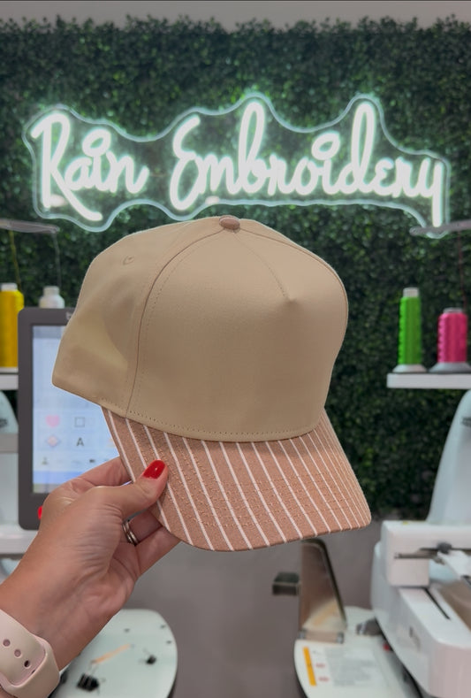 Brown Striped Bill (blank) Trucker Hat