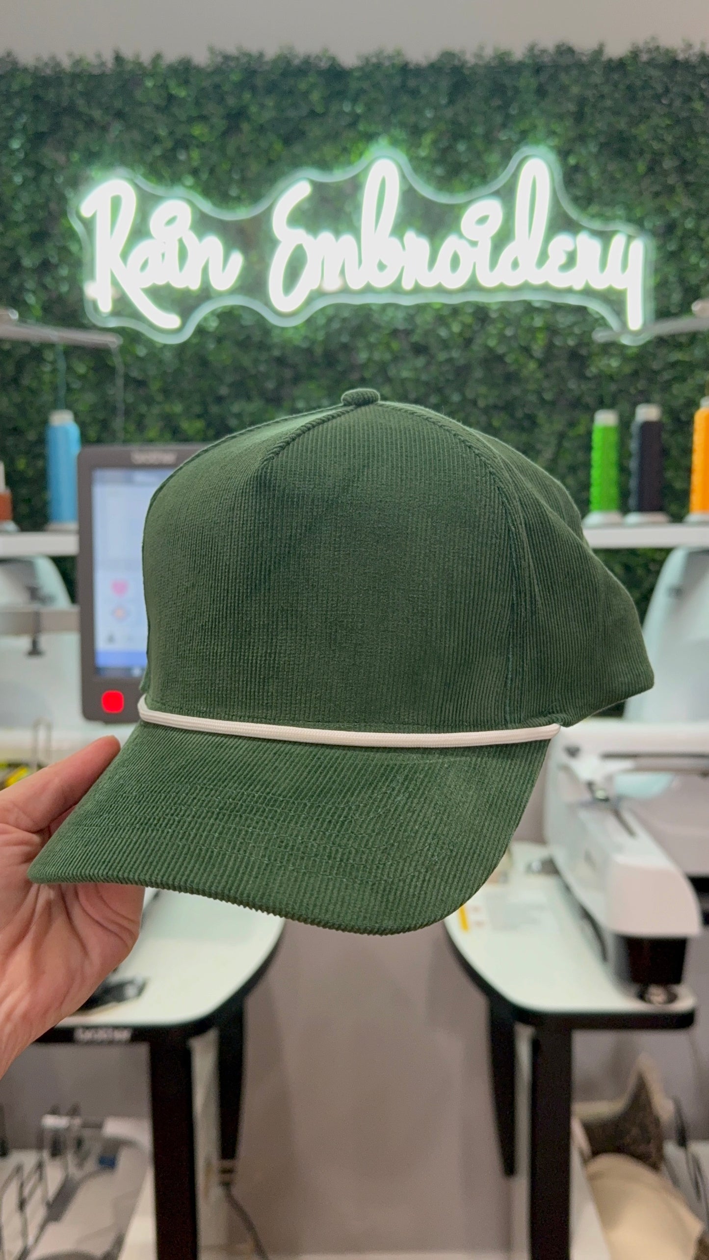 Green Corduroy Trucker Hat (blank)