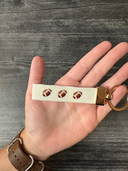 Football Embroidered Keychain