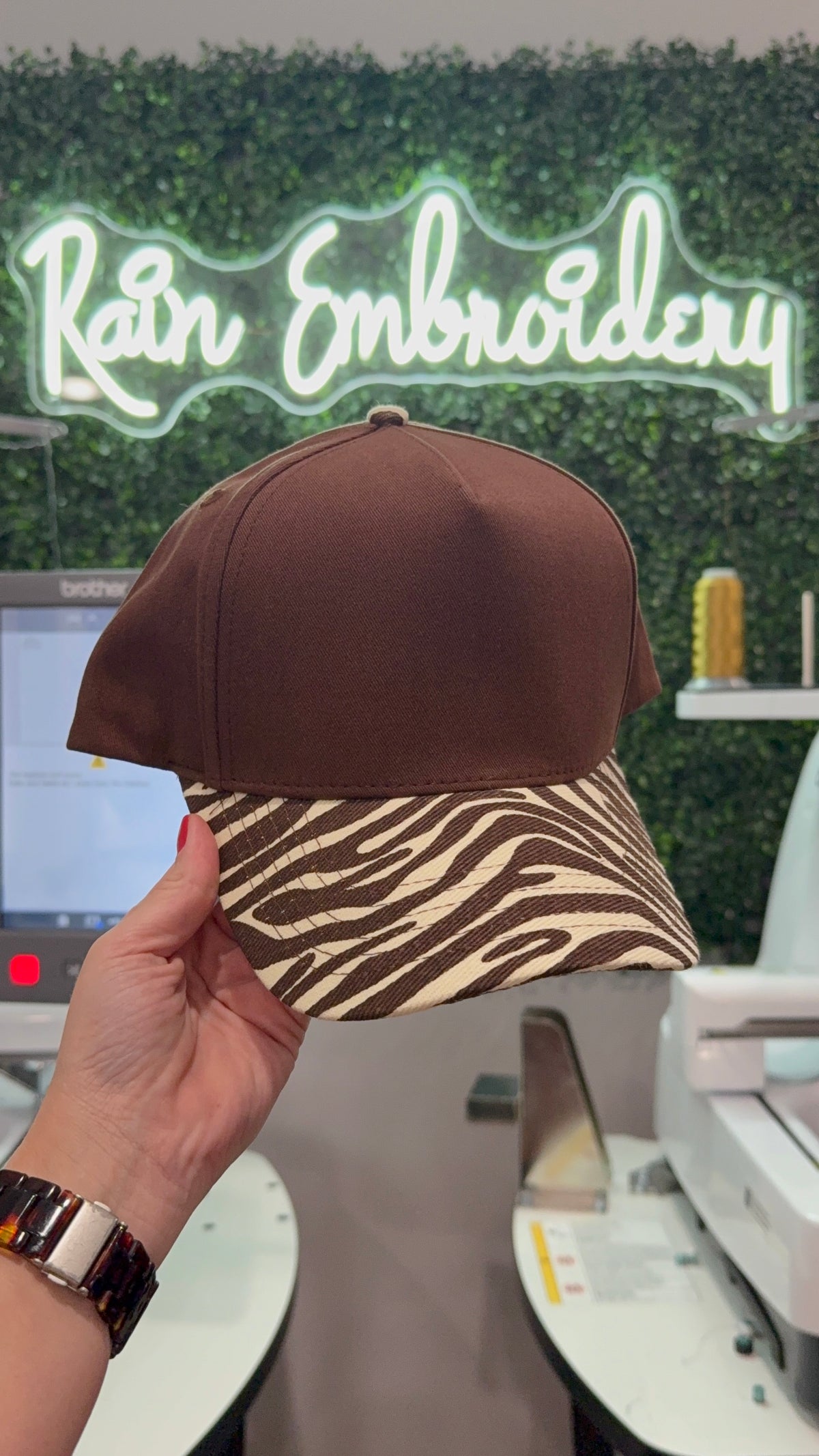 Brown Zebra Bill Hat (blank)