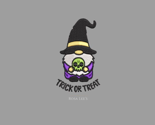 Halloween Skull Gnome Embroidery File, 4x4 Hoop, Instant Digital Download