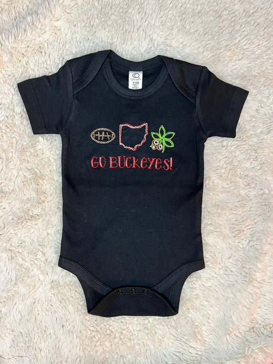 Go Buckeyes Embroidered Baby Onesie / Ohio Baby / Buckeye Baby / Go Buckeyes