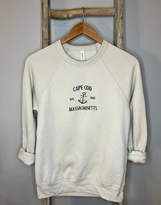 Cape Cod Embroidered Crew Pullover / Beach / Embroidered Sweatshirt / Cape Cod Crewneck / Massachusetts