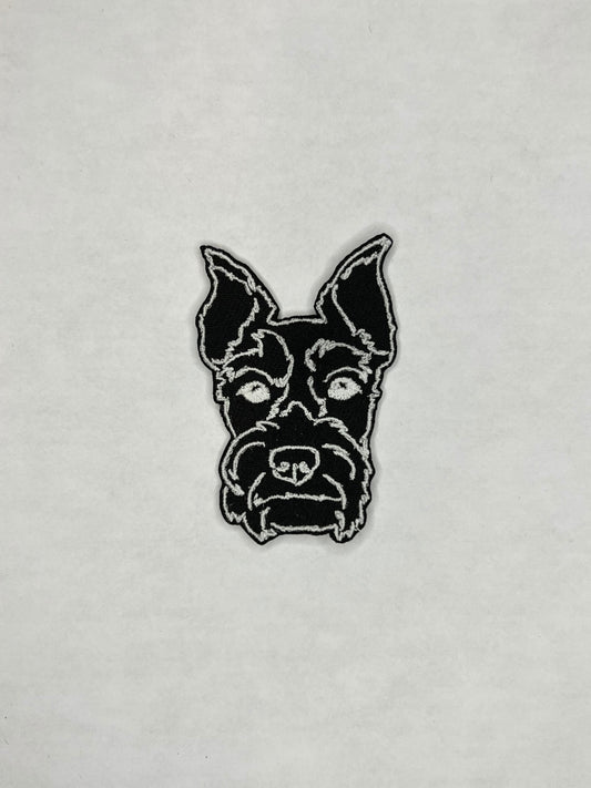 Schnauzer Embroidered Patch / Iron On Patch / Sew On Patch / Jacket Patch / Backpack Patch / Dog Line Art / Dog Embroidery / Schnoodle Patch