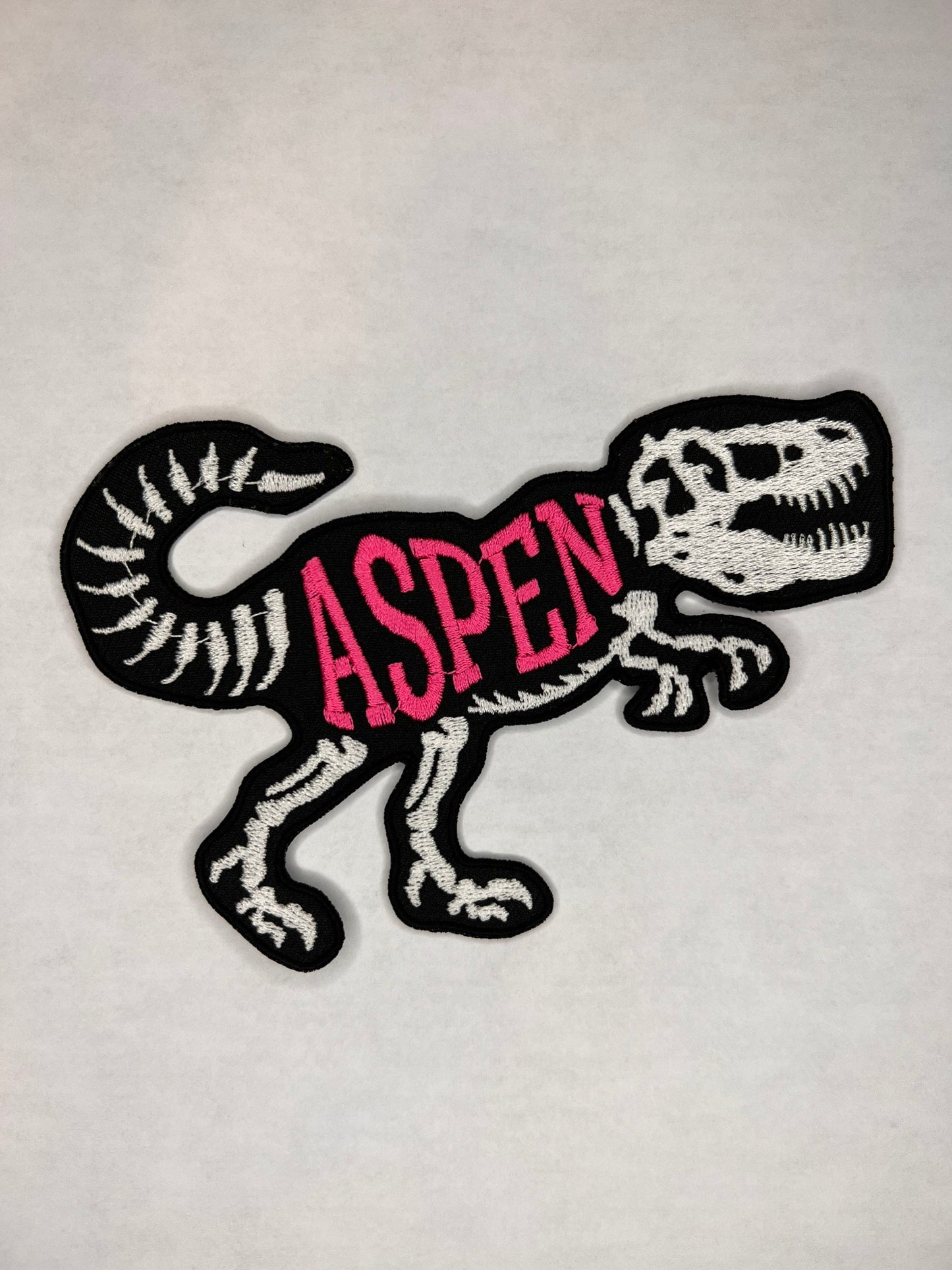 T-Rex Embroidered Patch / Personalized Name Patch / Dinosaur Name / Iron On Patch / Sew On Patch / Backpack Patch / Jacket Patch / Name Tag