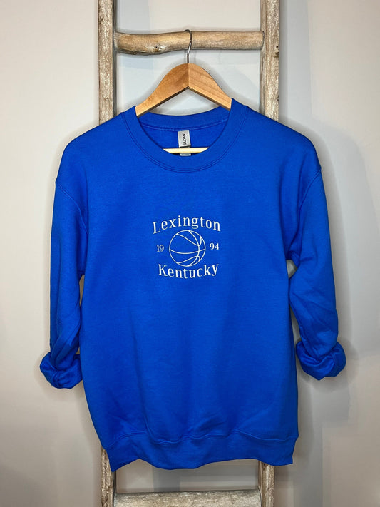 Lexington Kentucky Embroidered Crewneck / Basketball / Lex / 859 / Royal Blue / Kentucky Sweatshirt