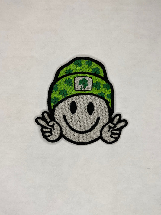 St. Patricks Day Smiley Embroidered Patch / Sew On Patch / Iron On Patch / Backpack Patch / Jacket Patch / Peace Sign Patch / March Gifts