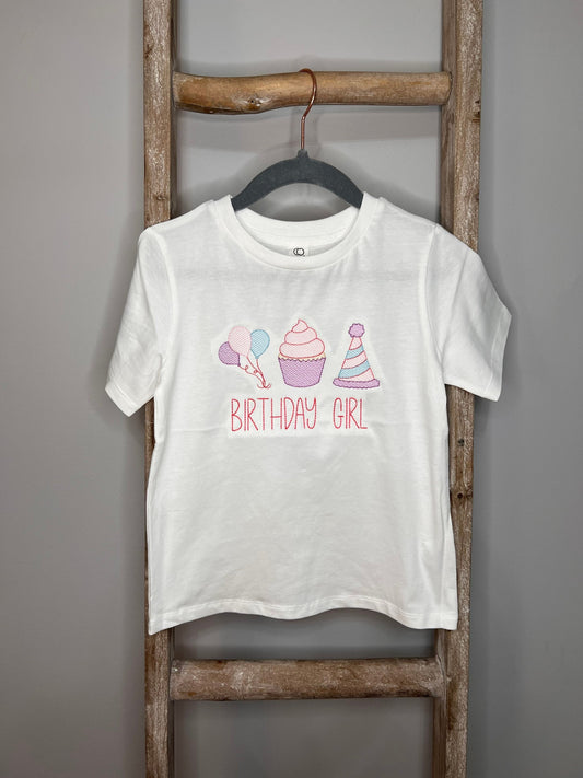 Birthday Girl Embroidered Shirt / First Birthday Shirt / Second Birthday / Third Birthday / Fourth Birthday / Birthday Trio Embroidered Tee